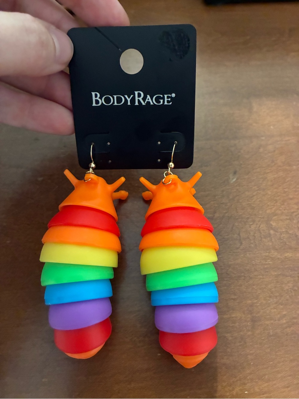 BodyRage  Rainbow Stackable Caterpillar Earrings - Multicolor - Picture 3 of 3
